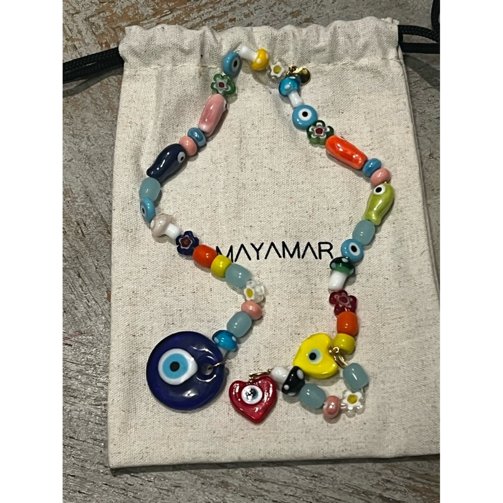 Mayamar Trippy Summer Vibrant Multicolor Eclectic Evil Eye Bead Bag Charm